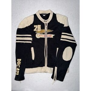 Vintage Ducati Performance Motorcycle Jacket Black/Cream Youth XL Full Zip